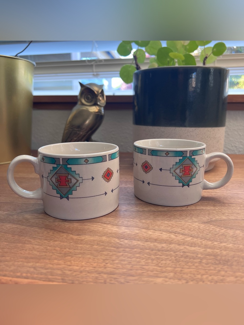 Vintage 90s Majesticware Cortez Coffee Mugs - Set of 2 (Sue Zipkin / Sakura)